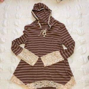 Waffle knit hoodie